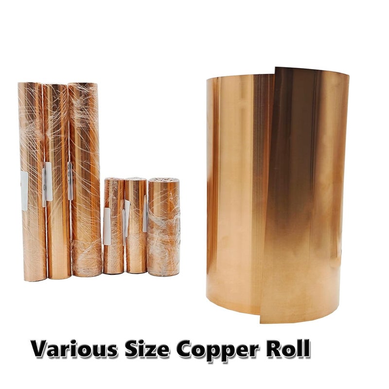 ZYNXTAR Copper Sheet Roll 4" x 11.5ft,99.9% Pure Copper Strip 3500mm x 100mm x 0.03mm,Copper Flashing Foil for Electricity Crafts DIY - Various Sizes - Image 4